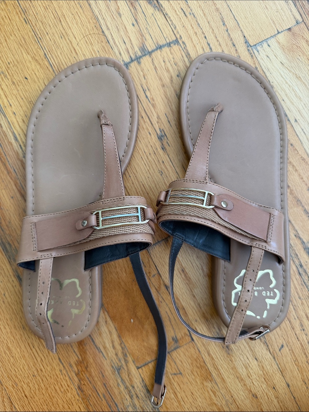 Ted Baker London Tan Leather Thong Sandals EU 37